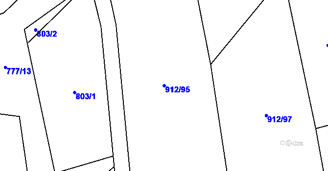 Parcela st. 912/95 v KÚ Otinoves, Katastrální mapa