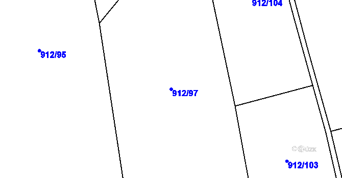 Parcela st. 912/97 v KÚ Otinoves, Katastrální mapa