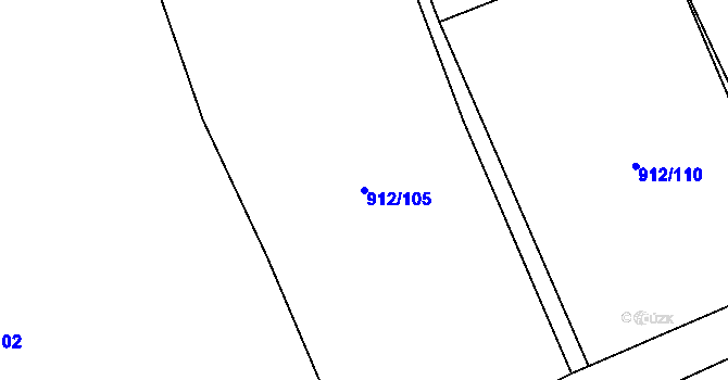 Parcela st. 912/105 v KÚ Otinoves, Katastrální mapa