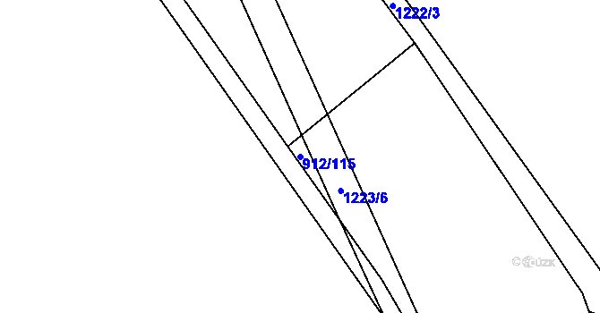 Parcela st. 912/115 v KÚ Otinoves, Katastrální mapa