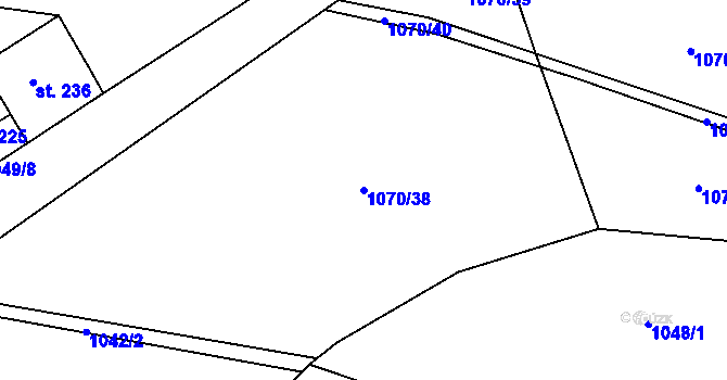 Parcela st. 1070/38 v KÚ Otinoves, Katastrální mapa