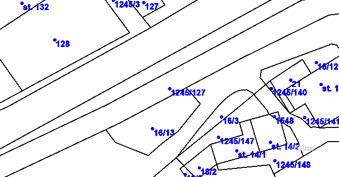 Parcela st. 1245/127 v KÚ Otinoves, Katastrální mapa