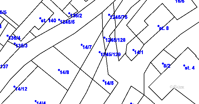 Parcela st. 1245/129 v KÚ Otinoves, Katastrální mapa