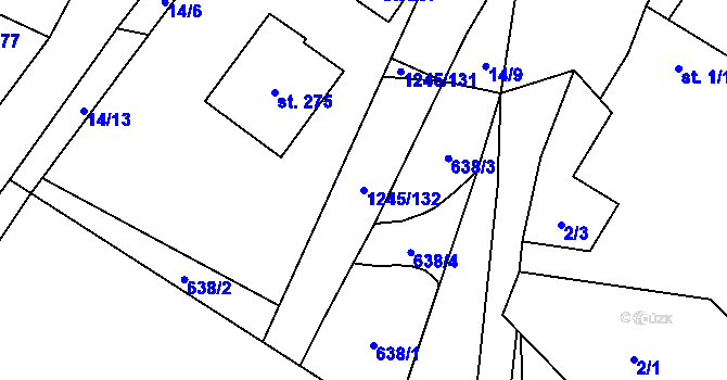 Parcela st. 1245/132 v KÚ Otinoves, Katastrální mapa