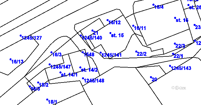 Parcela st. 1245/141 v KÚ Otinoves, Katastrální mapa