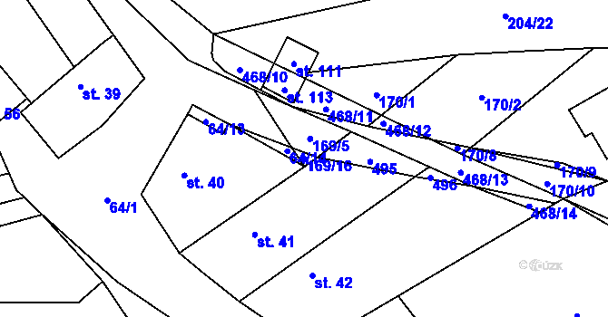 Parcela st. 169/16 v KÚ Otmíče, Katastrální mapa