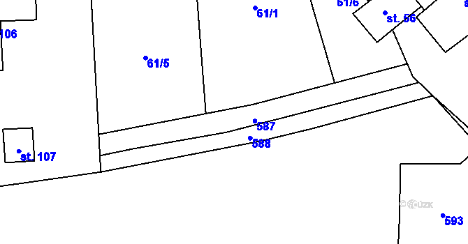 Parcela st. 61/4 v KÚ Otmíče, Katastrální mapa