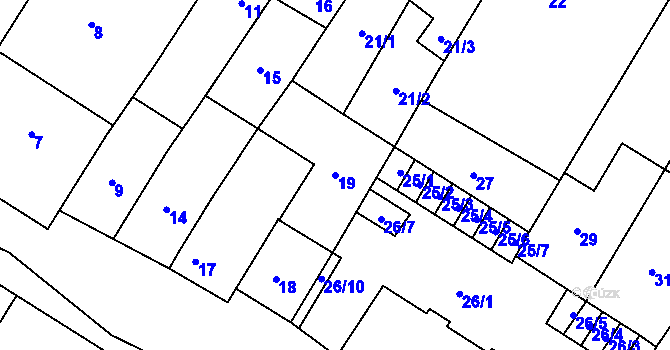 Parcela st. 19 v KÚ Otnice, Katastrální mapa