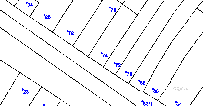 Parcela st. 74 v KÚ Otnice, Katastrální mapa