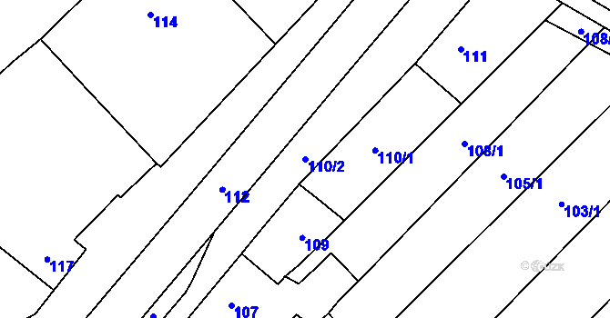 Parcela st. 110/2 v KÚ Otnice, Katastrální mapa