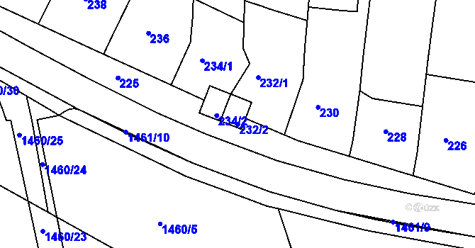 Parcela st. 232/2 v KÚ Otnice, Katastrální mapa