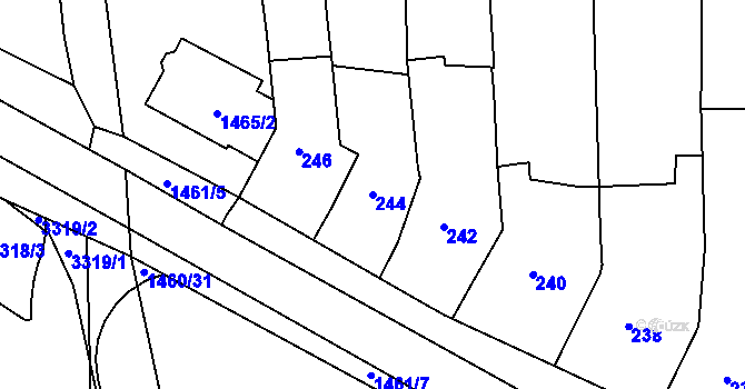 Parcela st. 244 v KÚ Otnice, Katastrální mapa