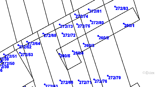 Parcela st. 260/3 v KÚ Otnice, Katastrální mapa