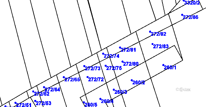 Parcela st. 272/74 v KÚ Otnice, Katastrální mapa