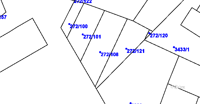 Parcela st. 272/108 v KÚ Otnice, Katastrální mapa