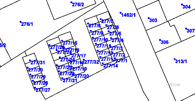 Parcela st. 277/12 v KÚ Otnice, Katastrální mapa