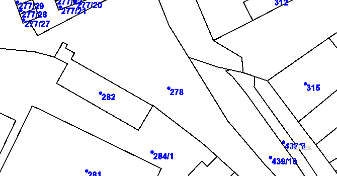 Parcela st. 278 v KÚ Otnice, Katastrální mapa