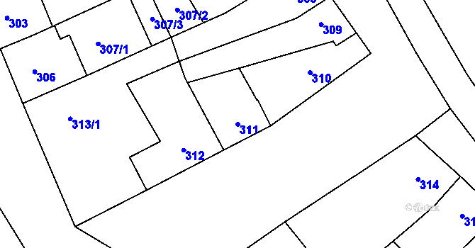 Parcela st. 311 v KÚ Otnice, Katastrální mapa