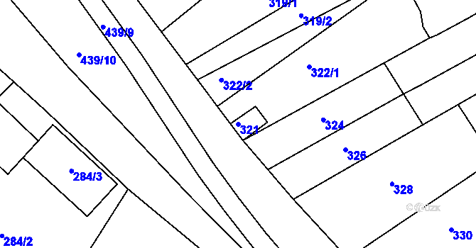Parcela st. 321 v KÚ Otnice, Katastrální mapa