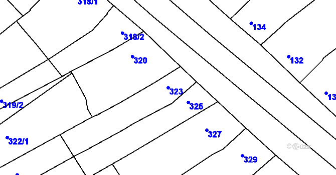 Parcela st. 323 v KÚ Otnice, Katastrální mapa