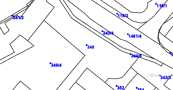 Parcela st. 348 v KÚ Otnice, Katastrální mapa