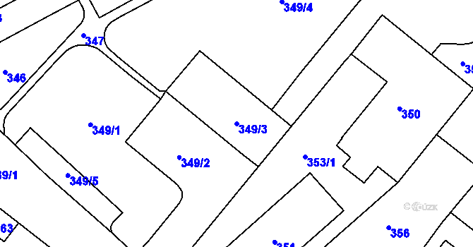 Parcela st. 349/3 v KÚ Otnice, Katastrální mapa