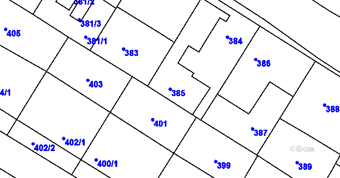 Parcela st. 385 v KÚ Otnice, Katastrální mapa