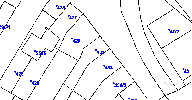 Parcela st. 431 v KÚ Otnice, Katastrální mapa