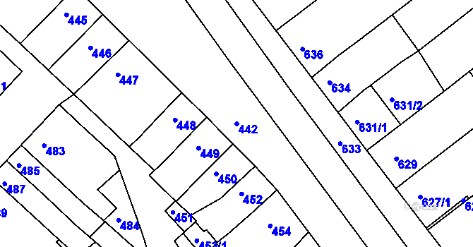 Parcela st. 442 v KÚ Otnice, Katastrální mapa