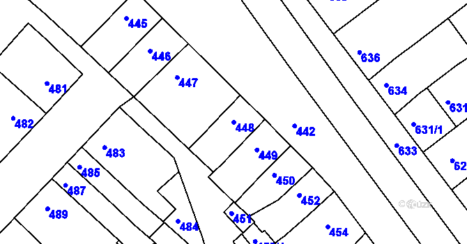 Parcela st. 448 v KÚ Otnice, Katastrální mapa