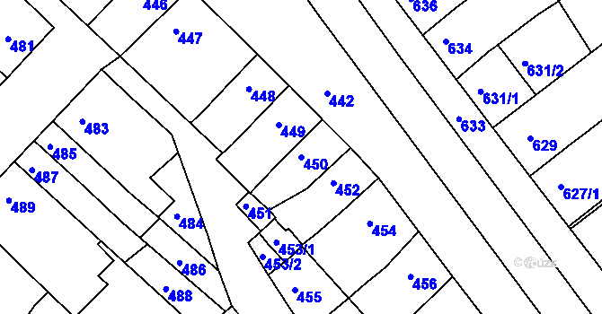 Parcela st. 450 v KÚ Otnice, Katastrální mapa