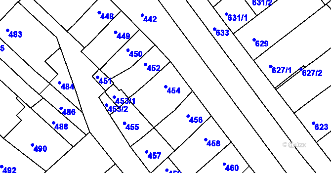 Parcela st. 454 v KÚ Otnice, Katastrální mapa