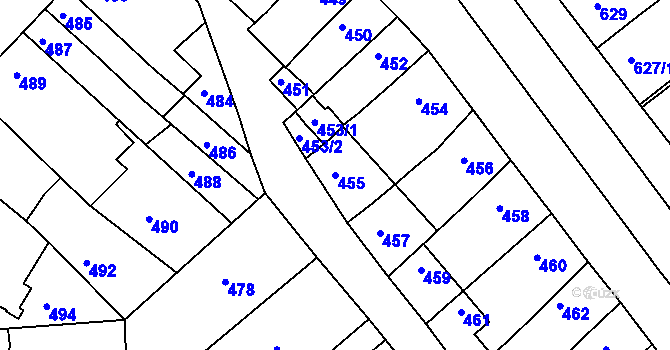 Parcela st. 455 v KÚ Otnice, Katastrální mapa