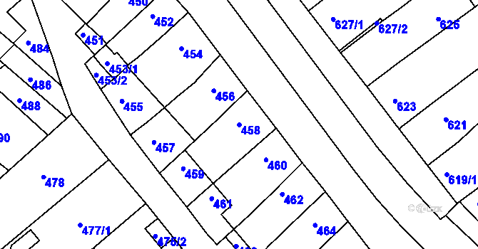 Parcela st. 458 v KÚ Otnice, Katastrální mapa