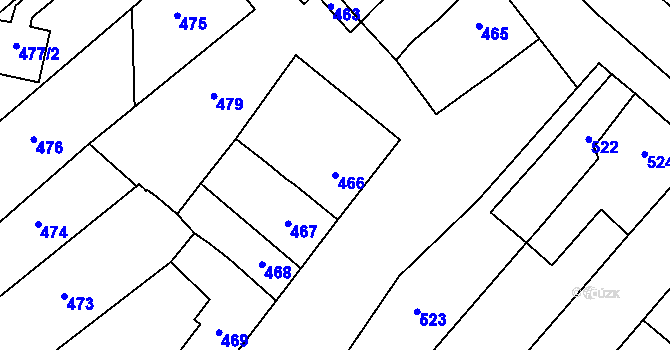 Parcela st. 466 v KÚ Otnice, Katastrální mapa