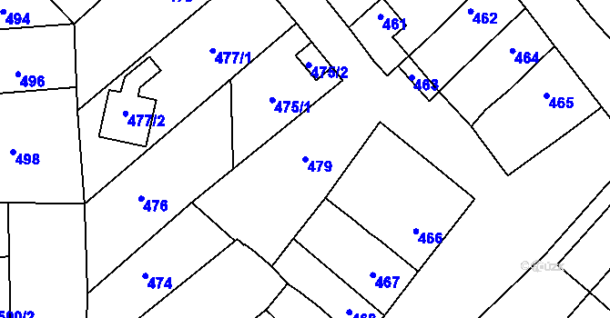Parcela st. 479 v KÚ Otnice, Katastrální mapa
