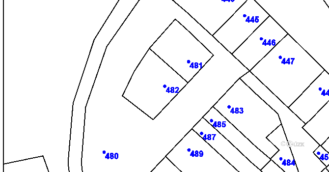 Parcela st. 482 v KÚ Otnice, Katastrální mapa