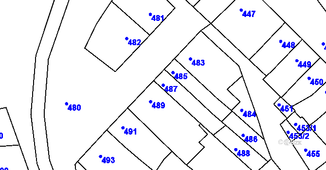 Parcela st. 487 v KÚ Otnice, Katastrální mapa