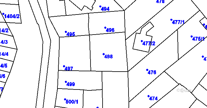 Parcela st. 498 v KÚ Otnice, Katastrální mapa