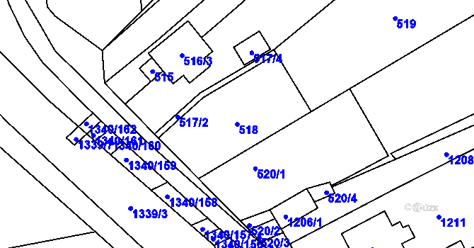 Parcela st. 518 v KÚ Otnice, Katastrální mapa