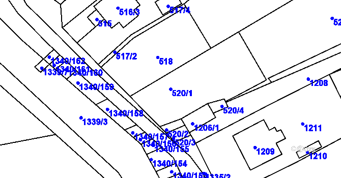 Parcela st. 520/1 v KÚ Otnice, Katastrální mapa