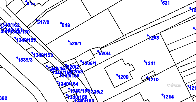 Parcela st. 520/4 v KÚ Otnice, Katastrální mapa