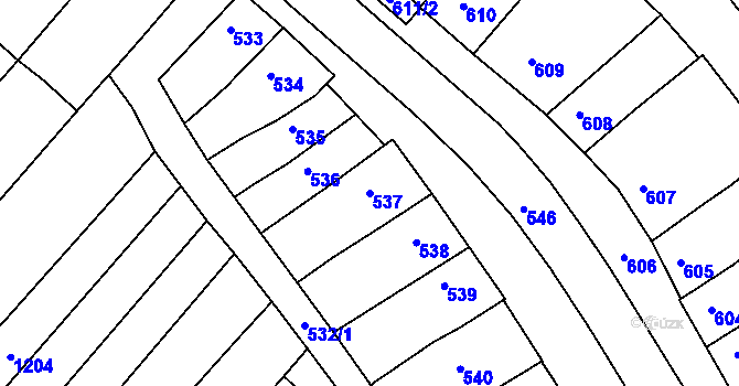 Parcela st. 537 v KÚ Otnice, Katastrální mapa