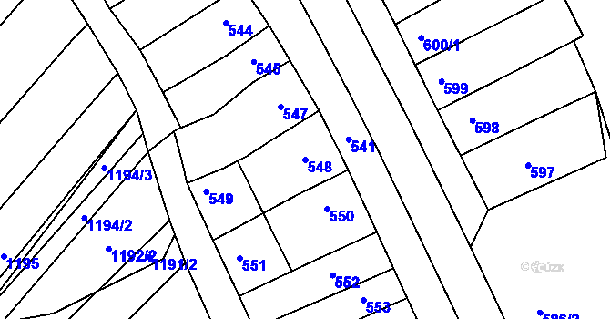 Parcela st. 548 v KÚ Otnice, Katastrální mapa