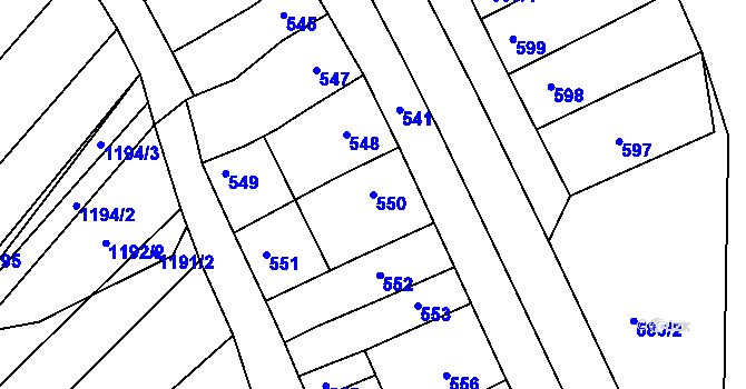 Parcela st. 550 v KÚ Otnice, Katastrální mapa
