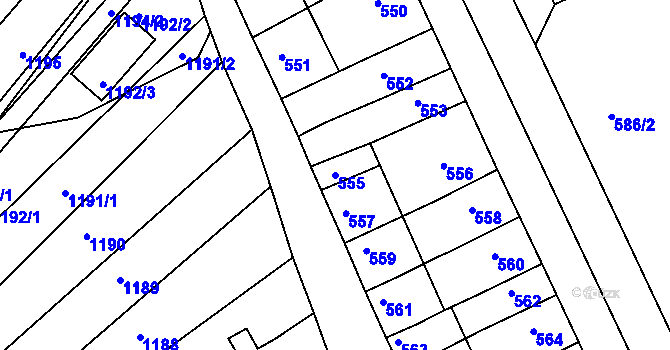 Parcela st. 555 v KÚ Otnice, Katastrální mapa