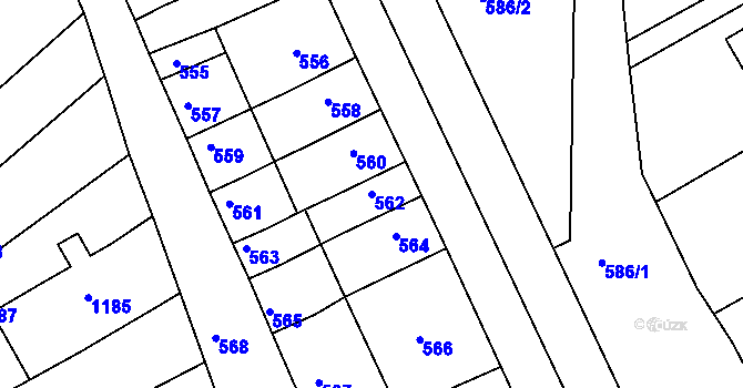 Parcela st. 562 v KÚ Otnice, Katastrální mapa