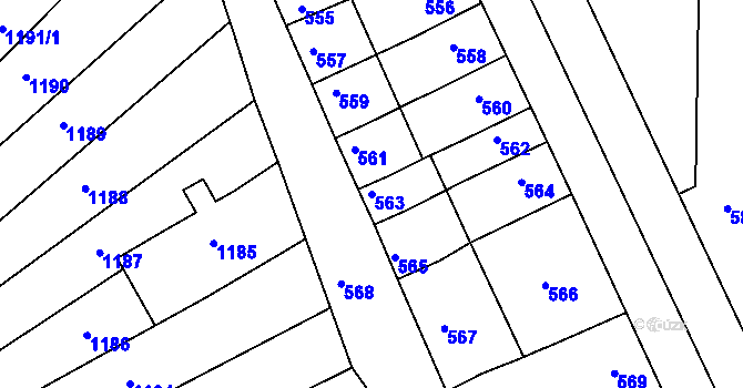 Parcela st. 563 v KÚ Otnice, Katastrální mapa