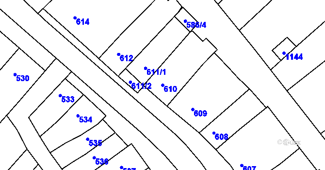 Parcela st. 610 v KÚ Otnice, Katastrální mapa