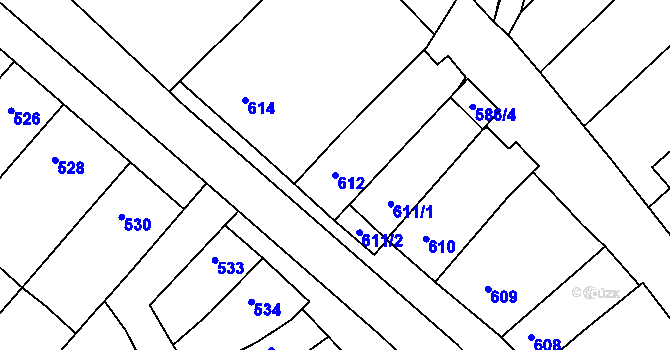 Parcela st. 612 v KÚ Otnice, Katastrální mapa